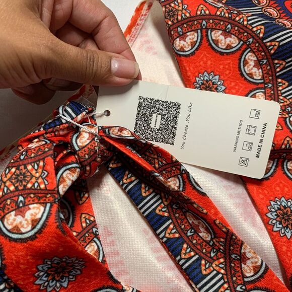 Women's  Deep V-Neck Boho Floral Wrap Dress summer style and color size small - Picture 7 of 11